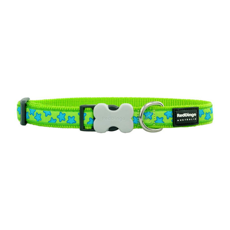Collier Chien Étoiles Turquoise et Vert Citron L 25 mm RED DINGO