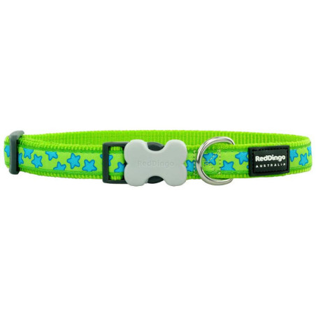 Collier Chien Étoiles Turquoise et Vert Citron L 25 mm RED DINGO