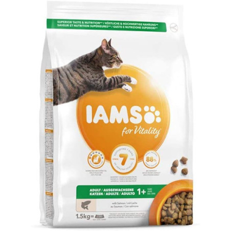 Croquettes Chat Adulte Saumon 1,5 kg - IAMS