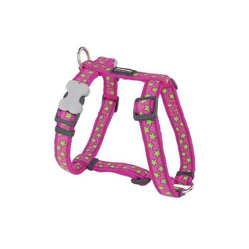 Harnais Chien Etoiles Vert avec Rose XS 12 mm RED DINGO
