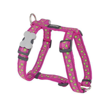 Harnais Chien Etoiles Vert avec Rose XS 12 mm RED DINGO