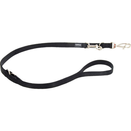Laisse chien Medium Multiposition Unie Noire 20 mm Red Dingo