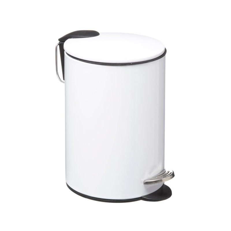 Poubelle à pédale Softclose 3L en métal blanc - 5FIVE