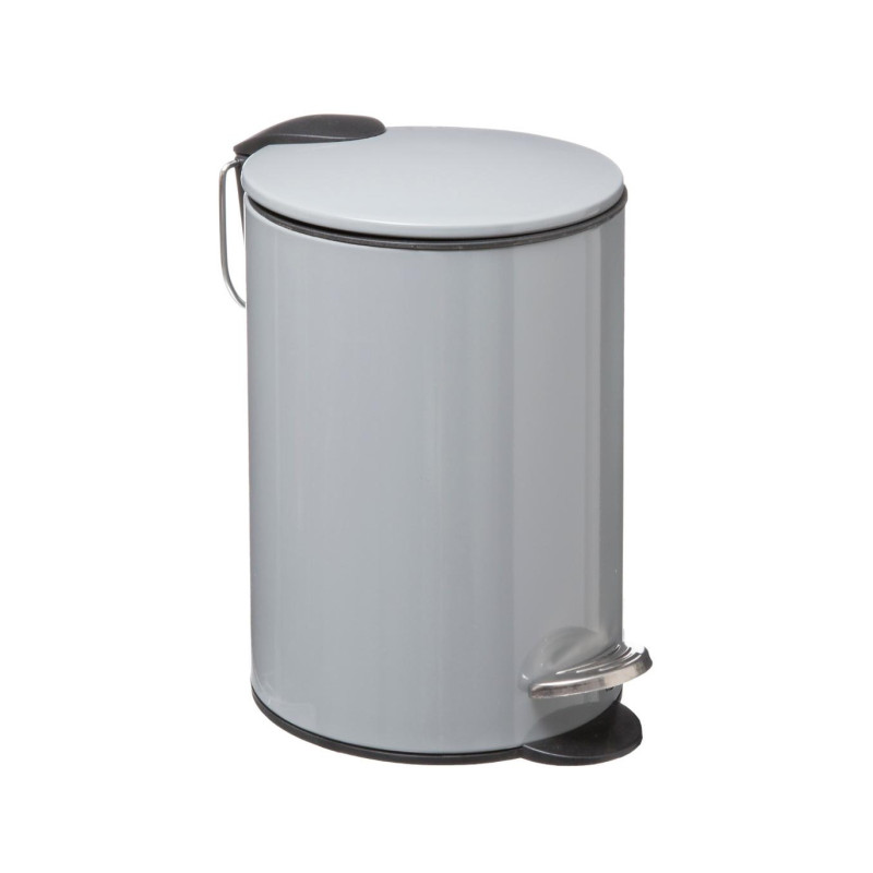 Poubelle à pédale Softclose 3L en métal gris - 5FIVE