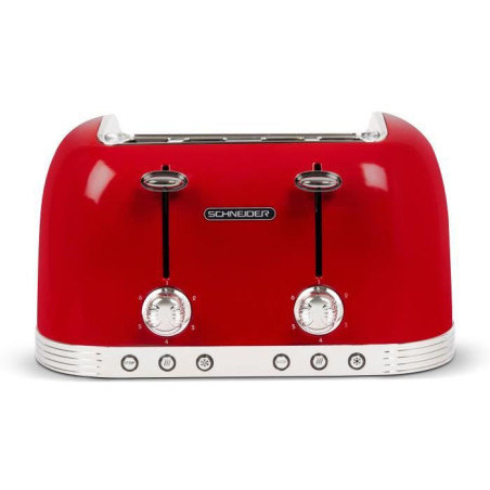 Grille-pain Vintage 4 fentes rouge - SCHNEIDER - SCTO4R