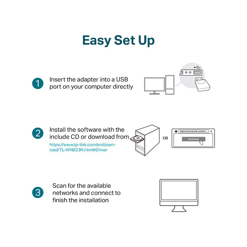 Clé WiFi USB N300 Mbps TL-WN823N Noir TP-LINK - TPLINKWN823N