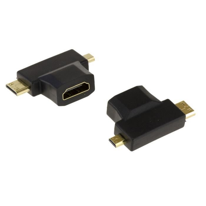 Adaptateur HDMI Type A (Standard) vers Mini-HDMI + Micro-HDMI -  ADA_D2MICROMINIHD 