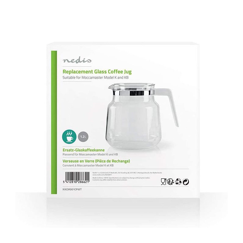 Pichet en Verre 1,2 L Blanc NEDIS - KACM001CPWT