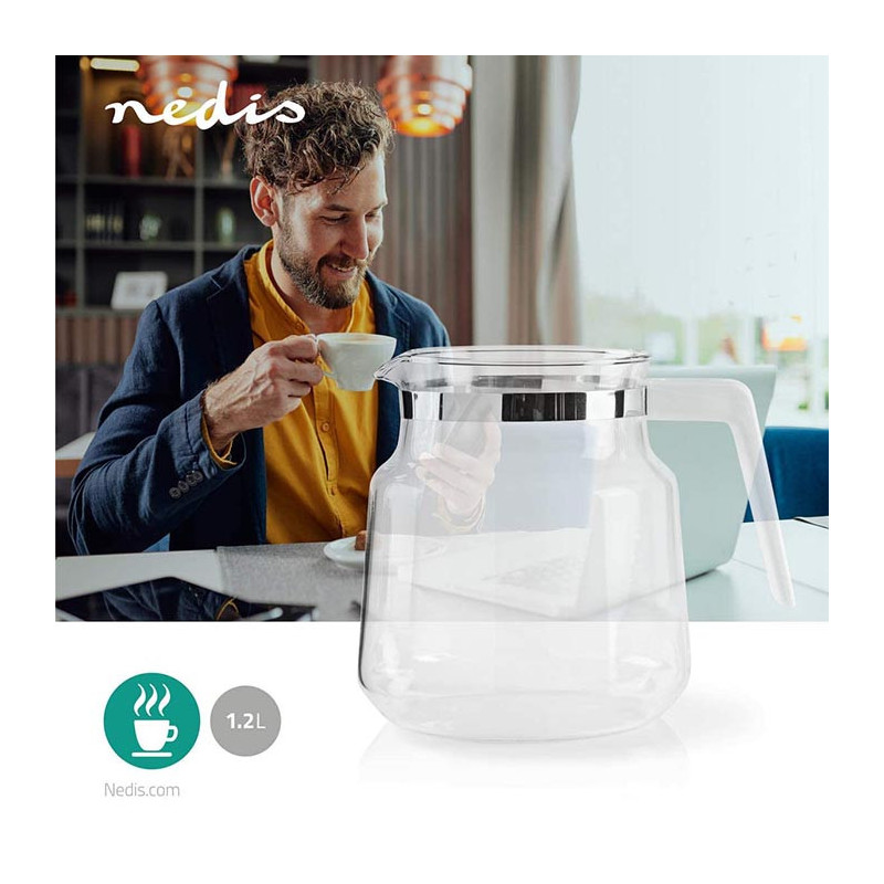 Pichet en Verre 1,2 L Blanc NEDIS - KACM001CPWT