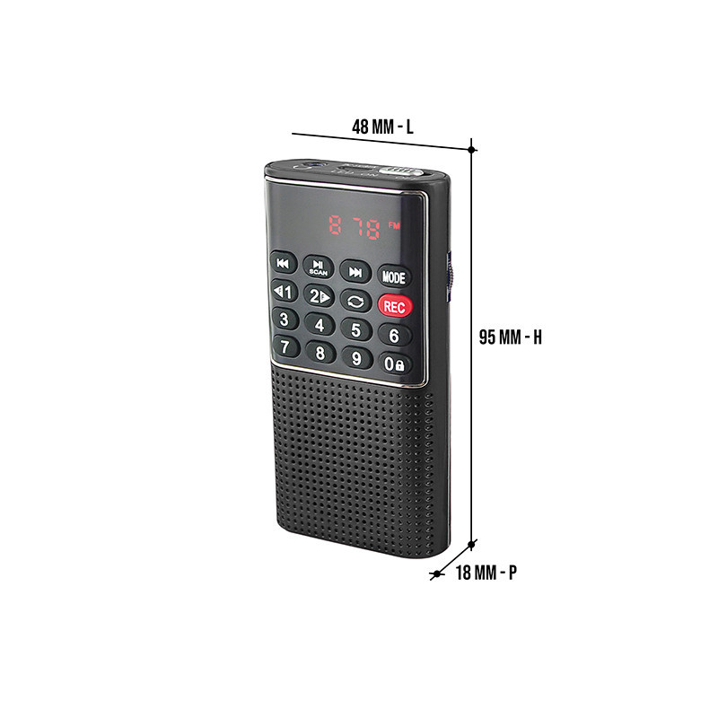Radio de porche Rechargeable FM lecteur de carte micro SD RMS 3W Noir WE - RADIOWERADMININ