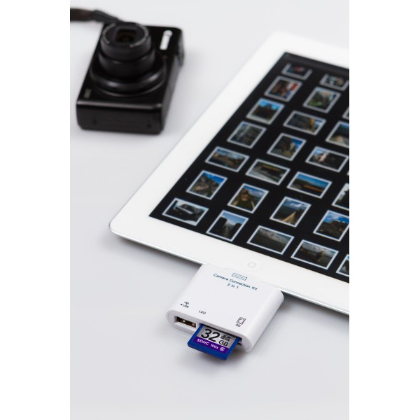 Lecteur carte SD 2 en 1 pour iPad/iPhone Blanc BLUESTORK - BSDOCKRDRSD 