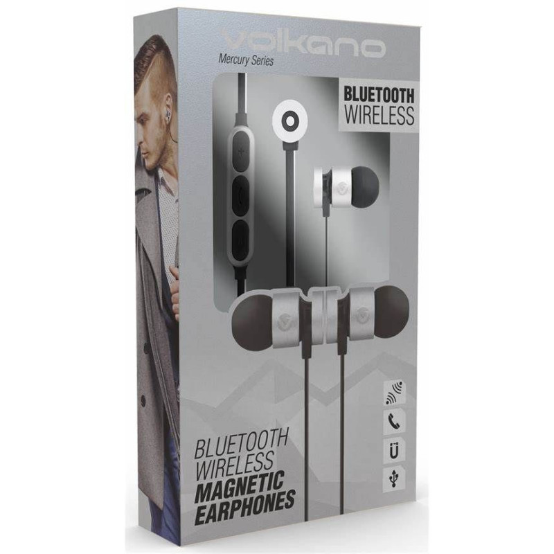 Écouteurs magnétiques Bluetooth Mercury Series Noir/Argent VOLKANO - VOLVK1006SL