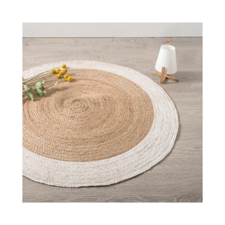Tapis en jute à bord blanc 120cm