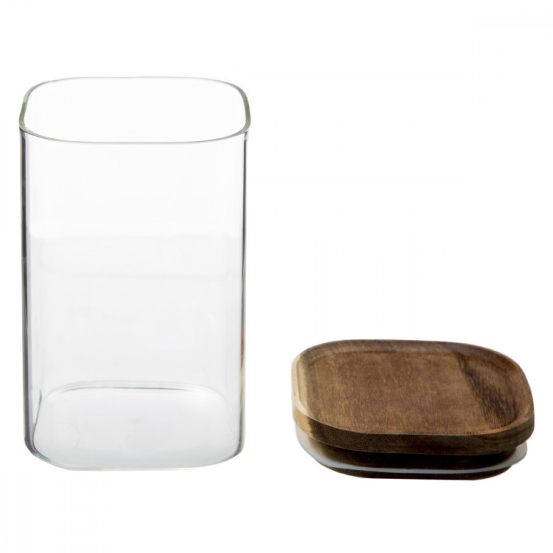 BOCAL VERRE+ACACIA HERMETIQUE 1L