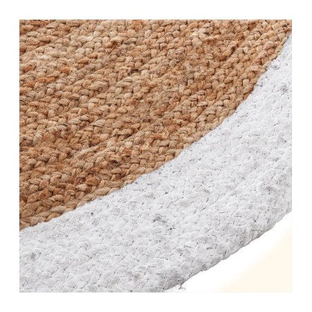 Tapis en jute à bord blanc 120cm
