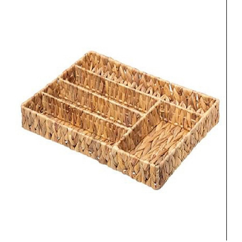 Range-couvert en métal et rotin 20x10x12cm