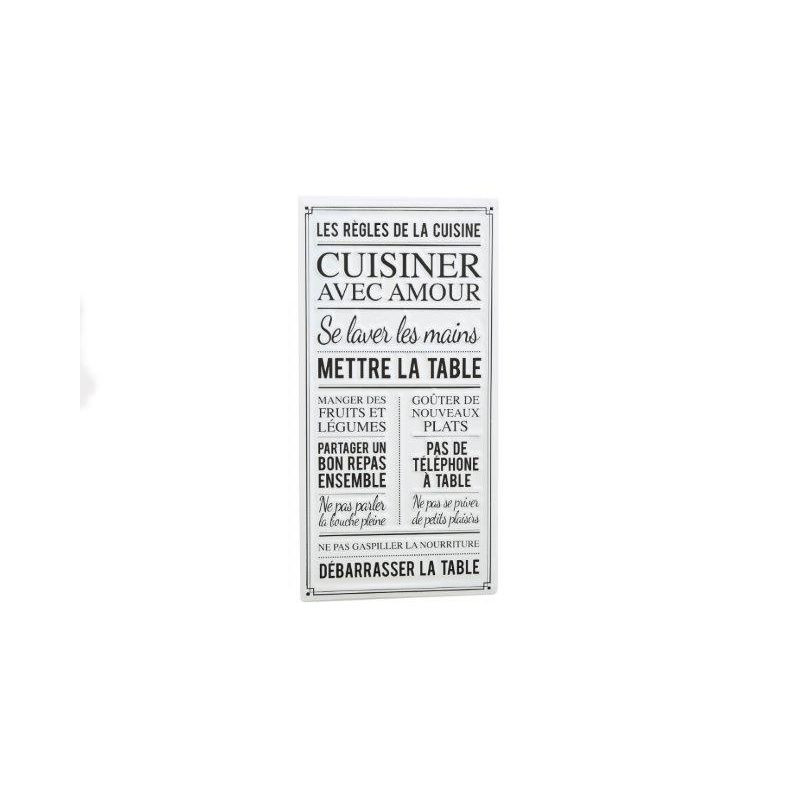 PLAQUE METAL REGLE CUISINE 30X60 CM