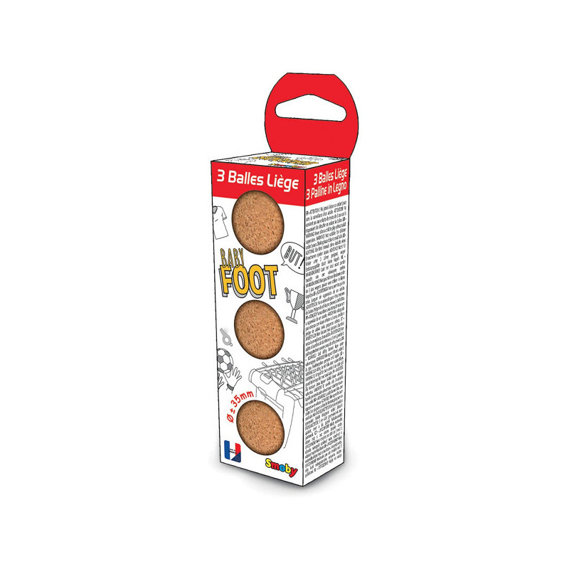 Lot de 3 balles de Baby-Foot en liège SMOBY - Dès 3 ans