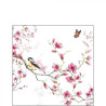 SERVIETTE PAPIER 25 OISEAU/FLEUR BLANC