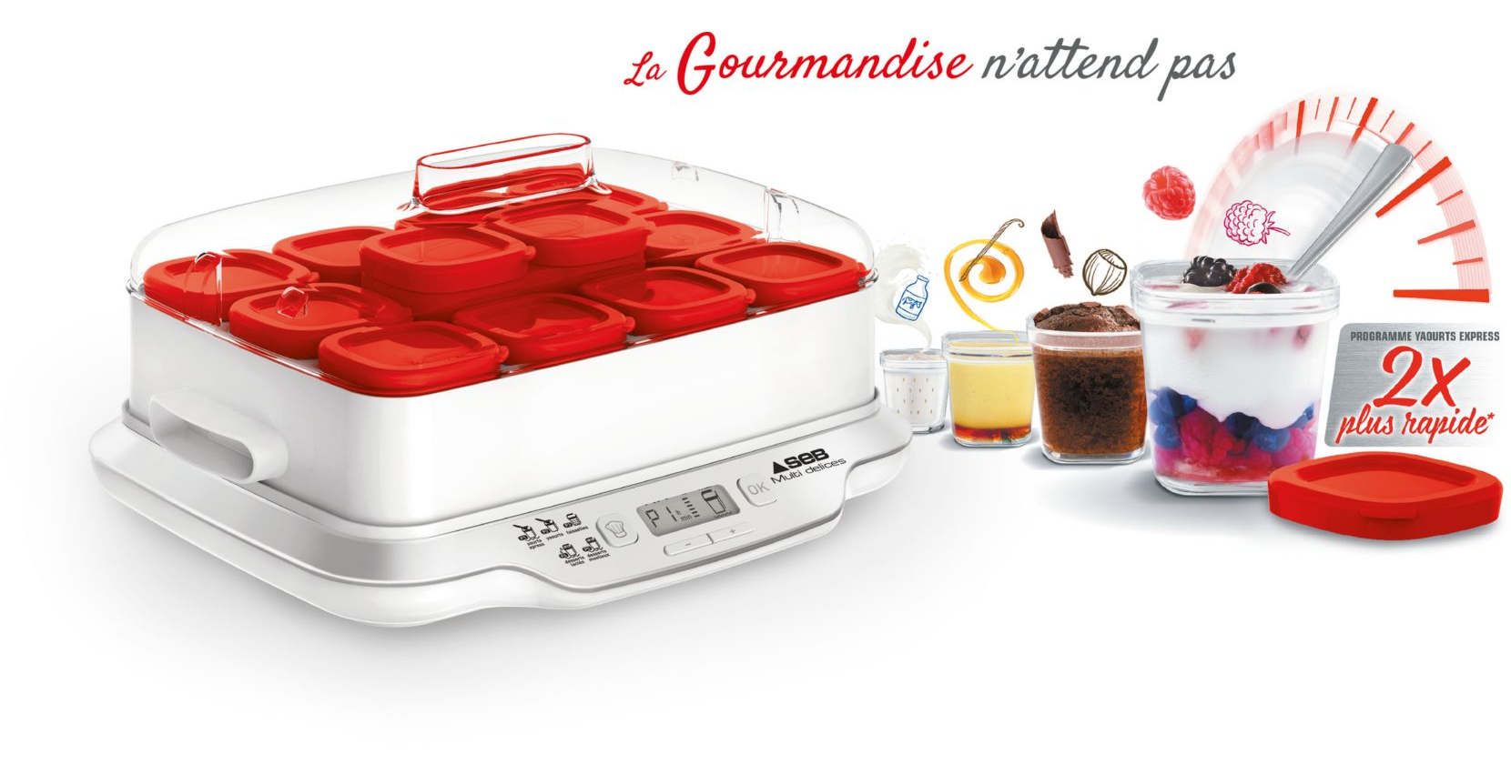 YAOURTIERE MULTIDELICES EXPRESS 12 POTS ROUGE 