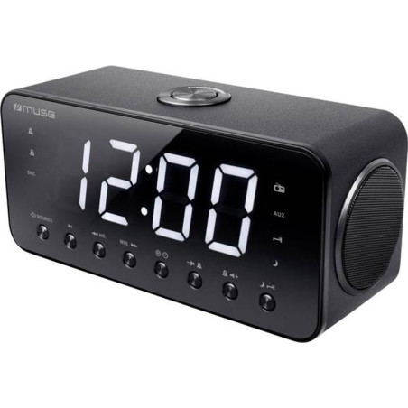 Radio-réveil avec haut-parleur stéréo FM/AM Noir MUSE - M-192CR