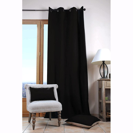 Coussin coton 2 faces noir et lin 50x50 cm