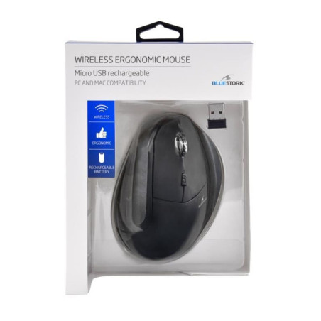 Souris sans fil Ergonomique Droitier 2.4 Ghz Noir BLUESTORK - BS_M_WL_ERGO_BK
