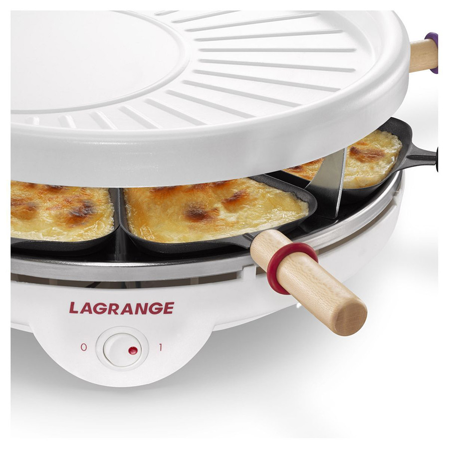 Appareil à Raclette 3en1 8 personnes Grill Crêpes Céramique Blanc LAGRANGE  - 129013 