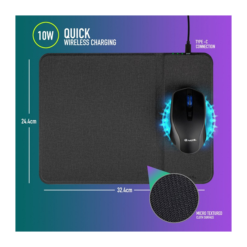 Ensemble de Souris + Tapis de souris de chargement sans Fil CruiseKit Noir NGS - 69561113007