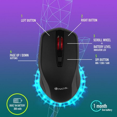 Ensemble de Souris + Tapis de souris de chargement sans Fil CruiseKit Noir NGS - 69561113007