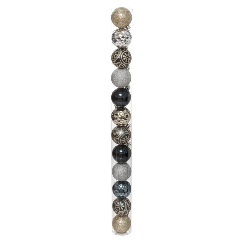 Boule de Noël 60mm x 12 Bois d'Argent - FERRIC LIGHTS AND CHRISTMAS - 129154L2
