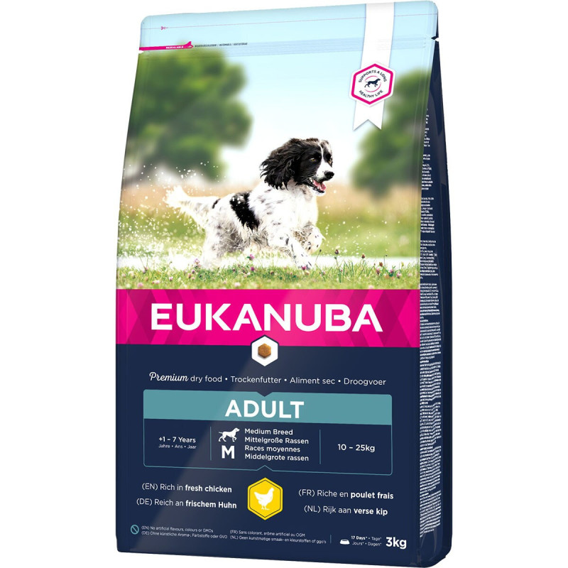 Croquette entretien au poulet pour chien adulte moyenne race 3kg - EUKANUBA - EPMAA786