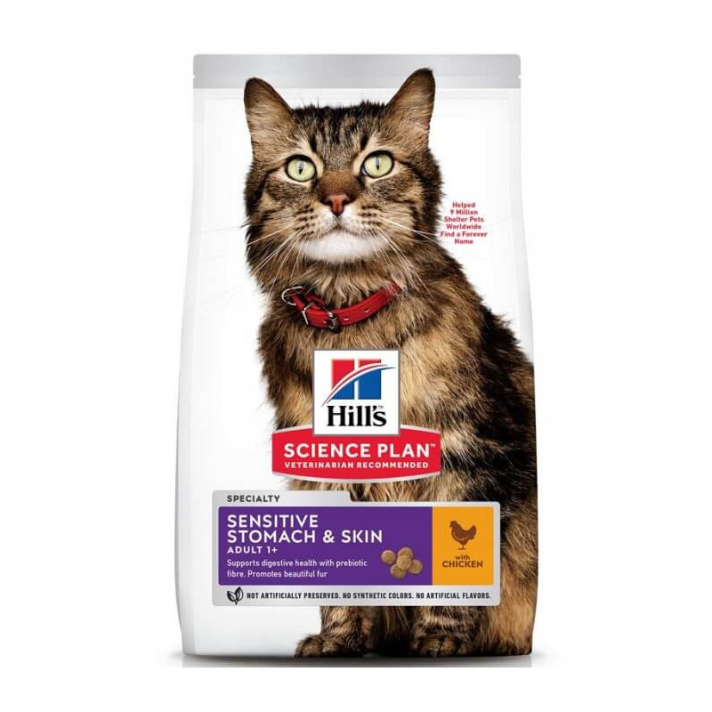 Croquette chat adulte estomac sensible Poulet 1,5kg - HILL'S