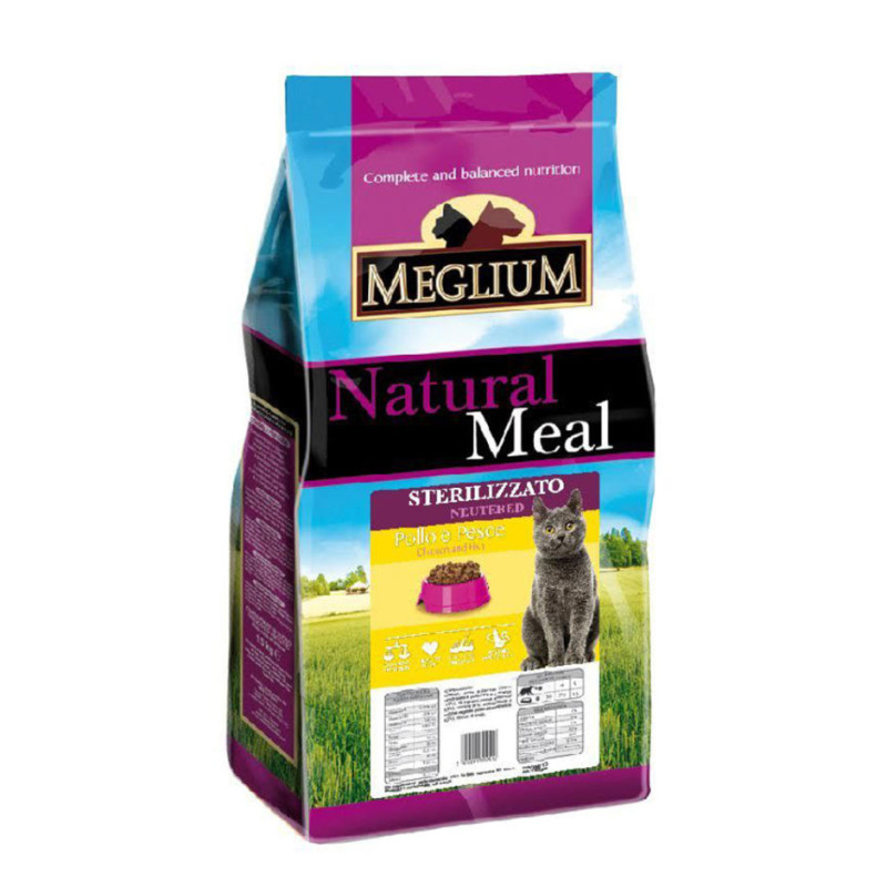 Croquettes Chats Stérilisés Poulet et Poisson1.5kg - MEGLIUM