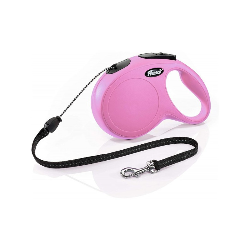 Laisse avec Cordon pour Chien New Classic Taille S Rose 5 m FLEXI