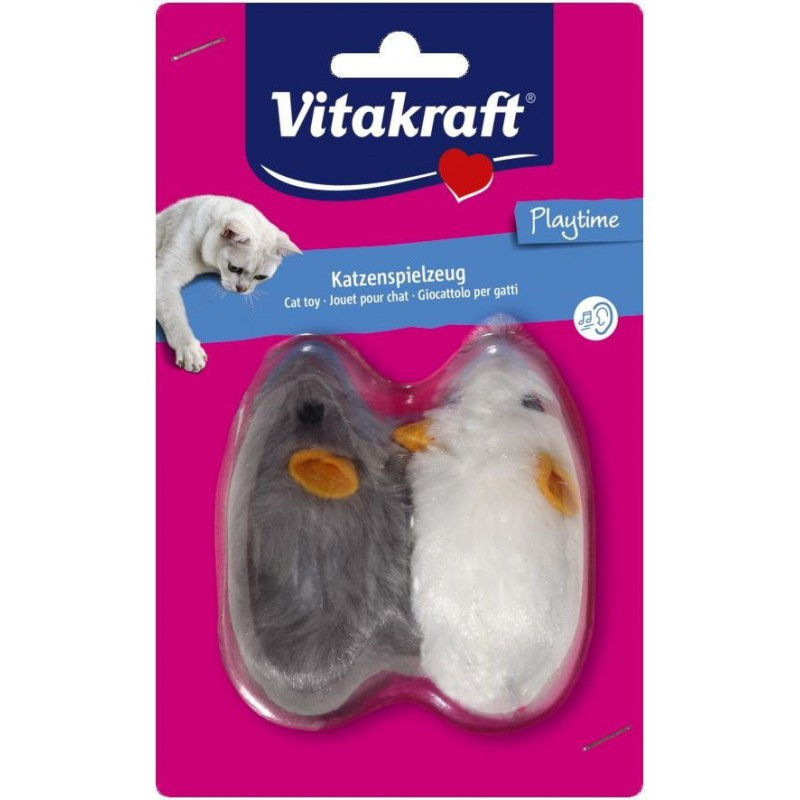 Pack de 2 Souris en Fourrure de Lapin avec Couinement VITAKRAFT