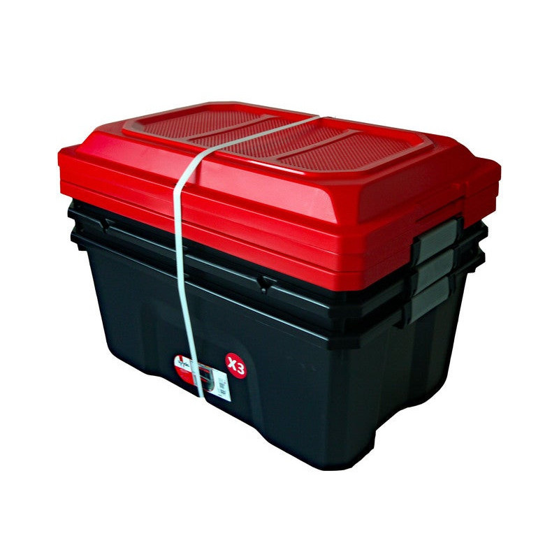 Lot de 3 malles DIY 40L noir/rouge - SUNDIS