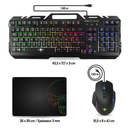 Combo Clavier & souris gamer + tapis RGB - SPIRIT OF GAMER - SOGMK5
