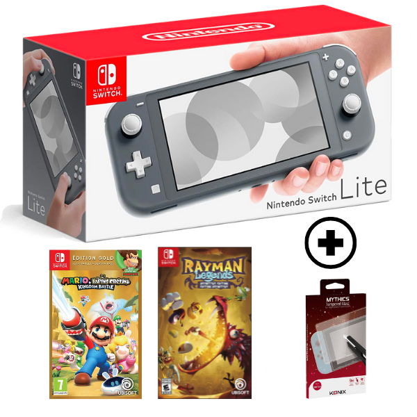Console Nintendo Switch lite grise + 2 jeux + accessoire de protection 