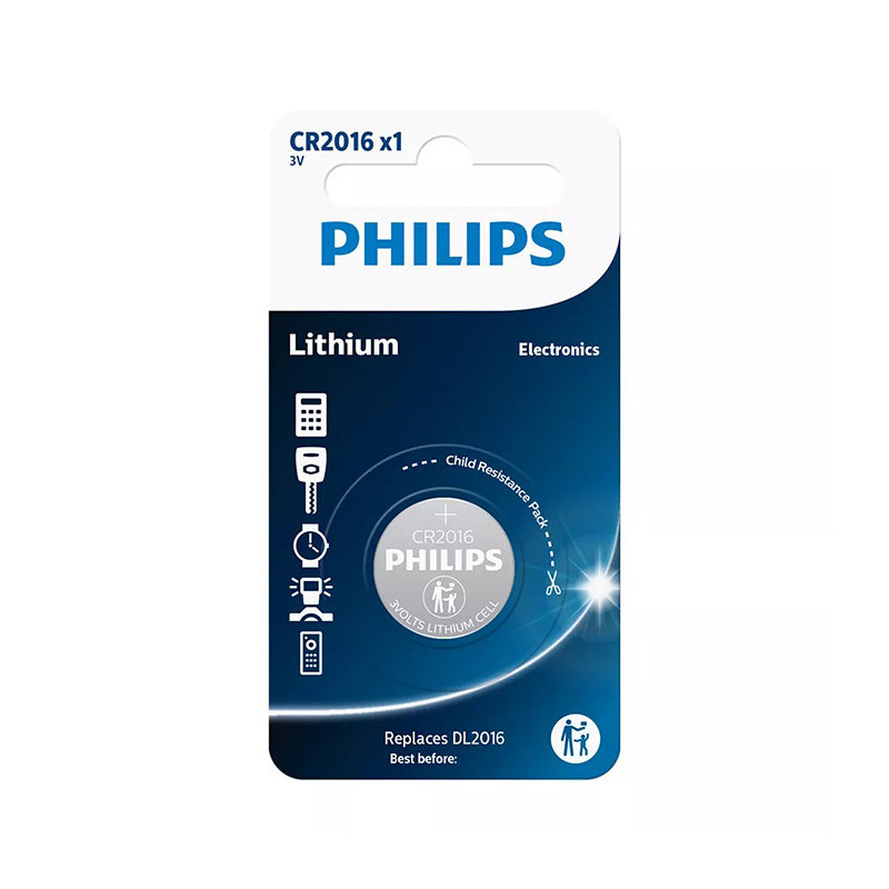 Piles Lithium 3V Bleu - PHILIPS - CR2016/01B