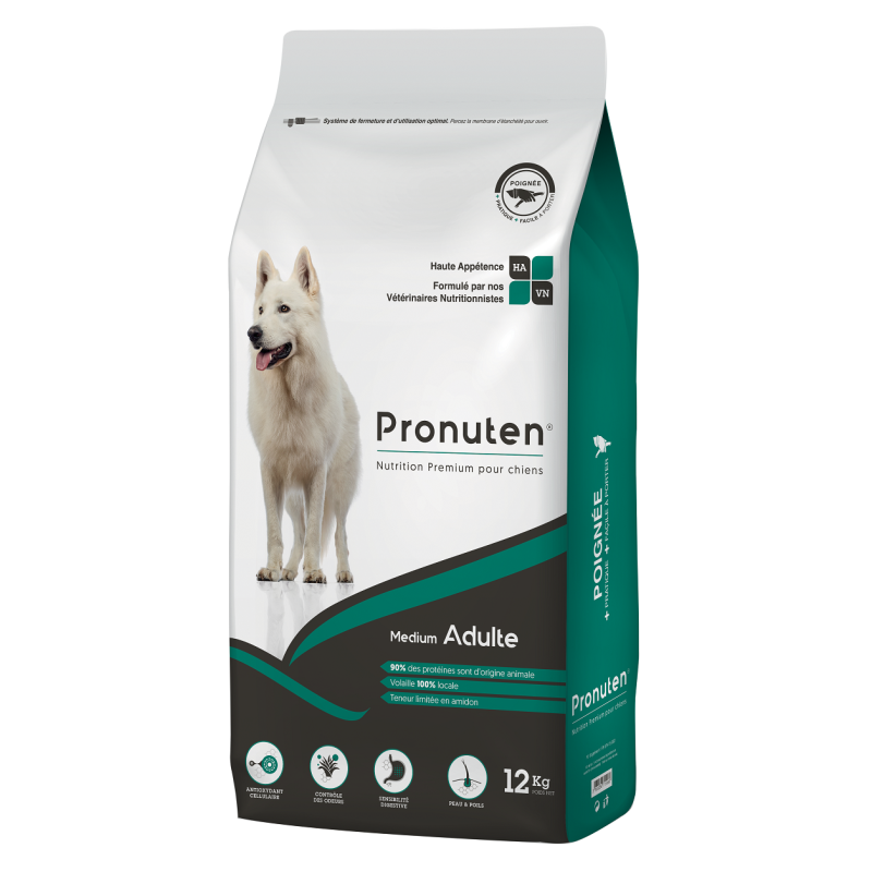 Croquettes chien adulte medium poulet 12kg - PRONUTEN - PROMDA12