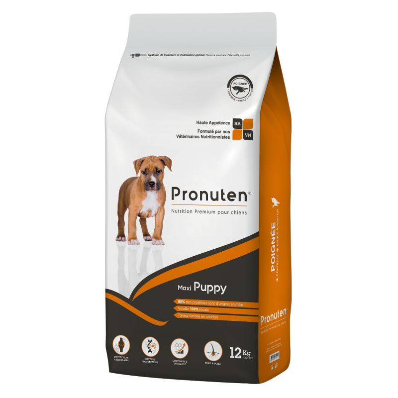 Croquettes chiot grande taille poulet 12kg - PRONUTEN - PROMXP12