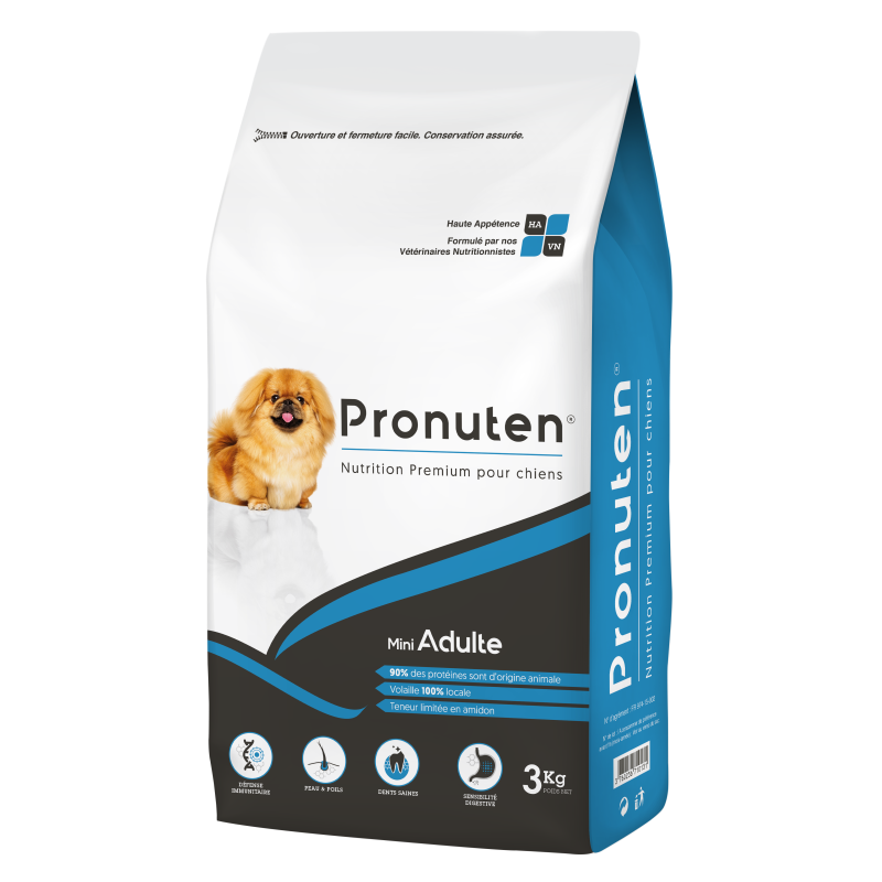 Croquettes chien adulte mini poulet 3kg - PRONUTEN - PROMIA03