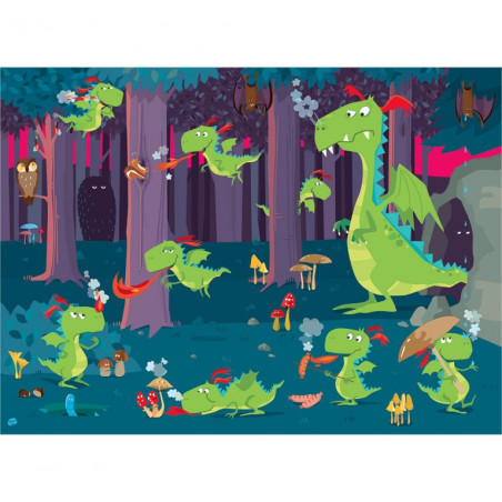 Puzzle géant La Forêt des Dragons + Livre - SASSI JUNIOR - Dès 3 ans