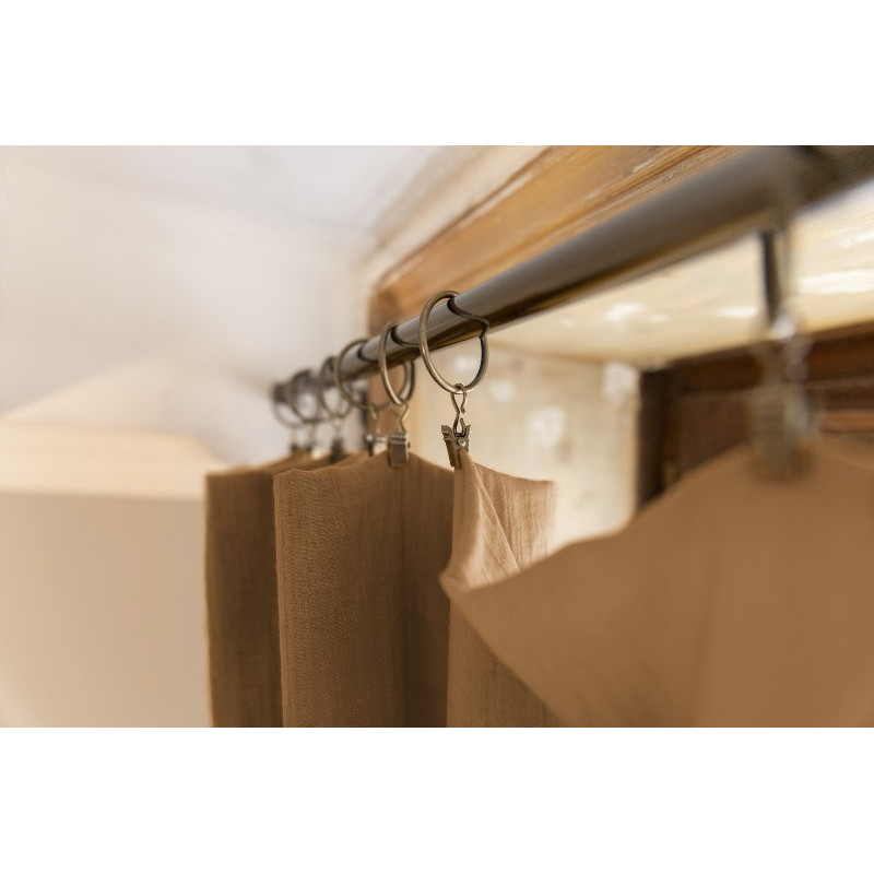 Rideau ajustable + 8 anneaux pince 140 x 300 cm Camel Gaia