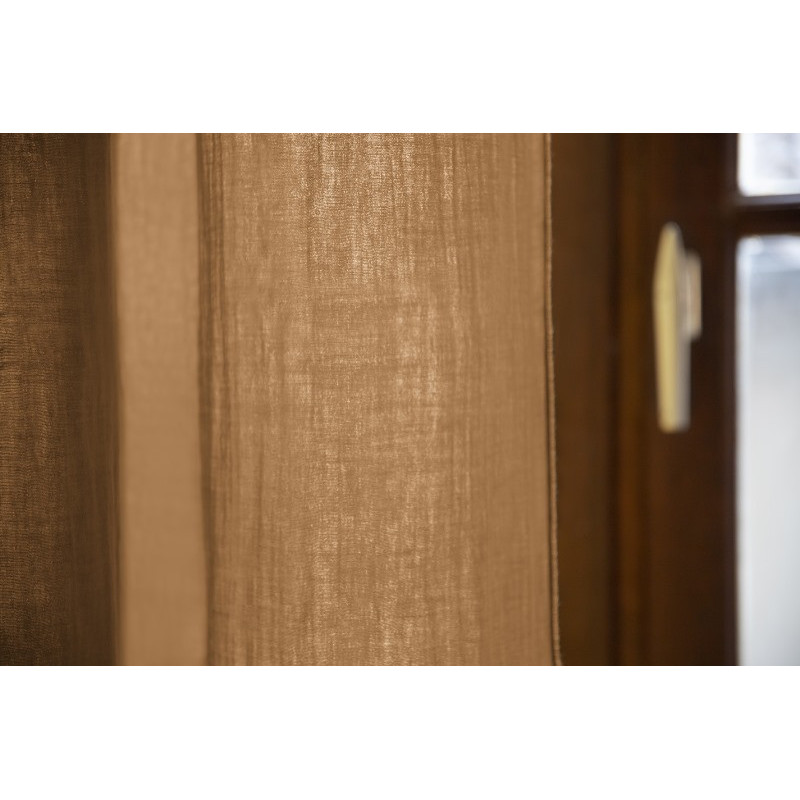 Rideau ajustable + 8 anneaux pince 140 x 300 cm Camel Gaia