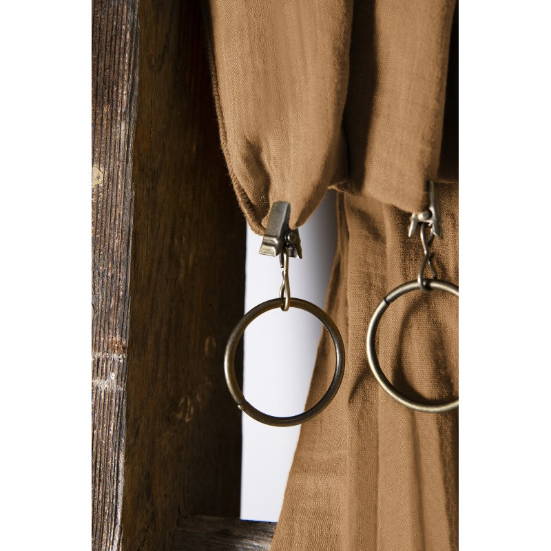 Rideau ajustable + 8 anneaux pince 140 x 300 cm Camel Gaia