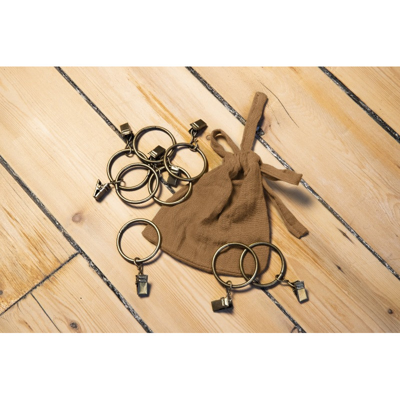 Rideau ajustable + 8 anneaux pince 140 x 300 cm Camel Gaia