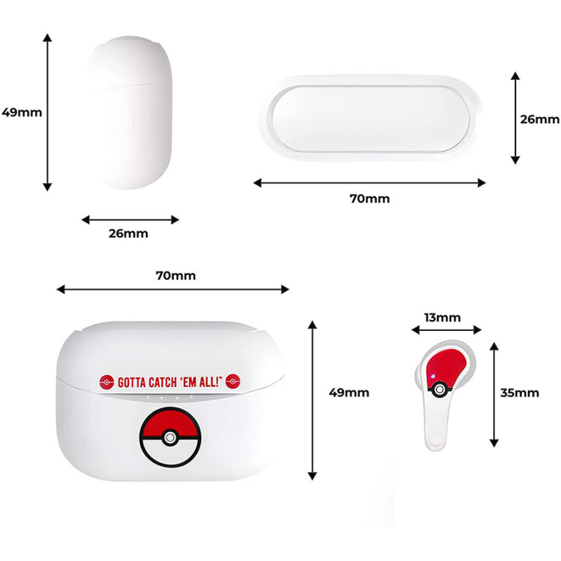 Earpods Bluethooth 5.0 Pokémon Poké Ball Blanc - OTL Technologies - 76570017201