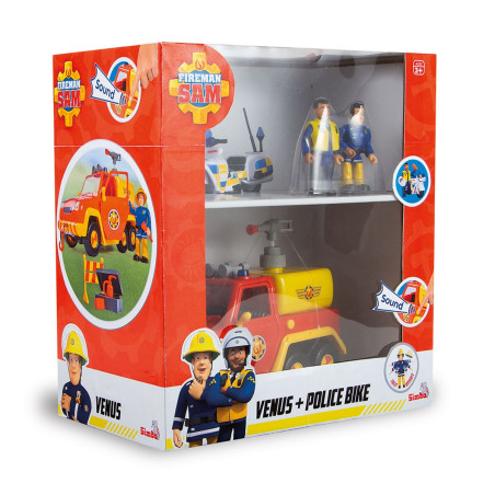 Figurine Vénus et la moto de police Sam le pompier - SIMBA - Dès 3 ans